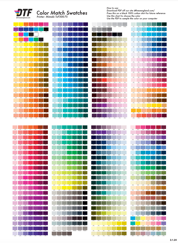 Color Match Samples Order Sample | DTF New England